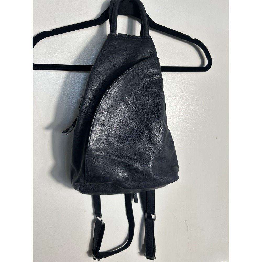 Free People Black Leather Backpack Satchel - Picture 16 of 16
